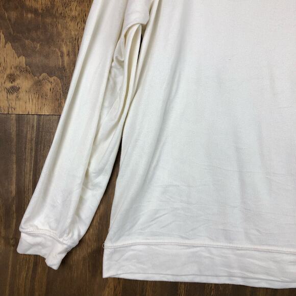 Cabin Fever Womens Sweater Cream Cozy Lounge Cabincore Stretch Medium - Picture 3 of 12